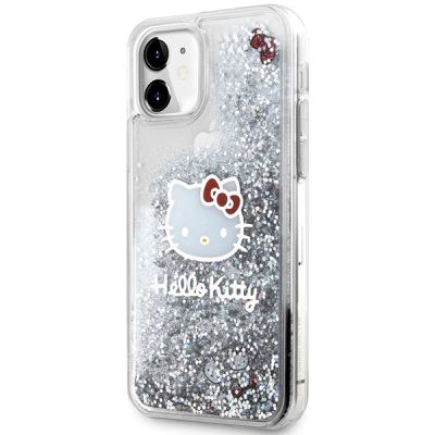 2. Hello Kitty Liquid Glitter Charms Kitty Head Hülle für iPhone 11 / Xr – Silber