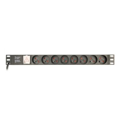 GEMBIRD Rack-Steckdosenleiste 19" PDU EG-PDU-014-FC14, 1U, 16 A, 8 französische Steckdosen, C14-Stecker, 3-m-Kabel