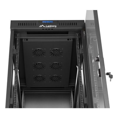 10. Lanberg 19" 32U 600x1000 schwarzer Stand-Rackschrank mit Glastüren (flach verpackt)