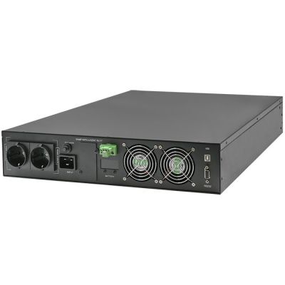 2. Qoltec USV-Notstromversorgung für Rack, 3 kVA, 3000 W, Leistungsfaktor 1,0, LCD, EPO, USB, Online