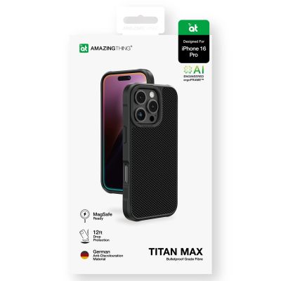 5. AmazingThing Titan Max Case mit 600D Aramidfasern für iPhone 16 Pro - Schwarz
