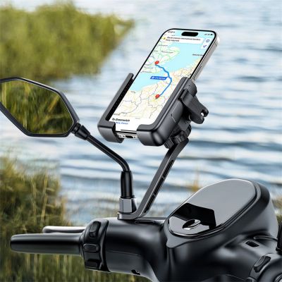 2. Baseus GoTrip Motorrad-Telefonhalterung für Spiegel, mit Stoßdämpfung - Schwarz