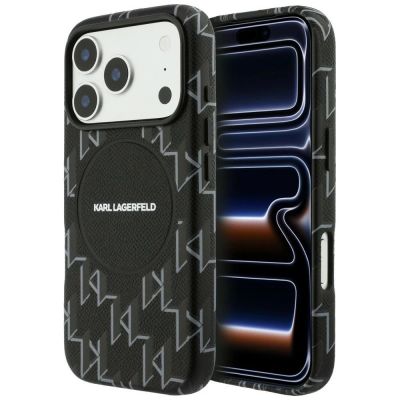 Karl Lagerfeld Monogram Logo MagSafe Hülle für iPhone 17 Pro Max - Schwarz
