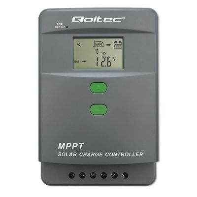 9. Qoltec 53665 MPPT-Solarladeregler mit Temperatursensor 60 A | 12 V / 24 V | LCD | Bluetooth | App | GEL | LiFePO4