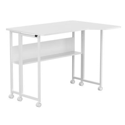 12. MACLEAN Klapptisch, weiß, mobil, 100 x 73 cm, max. 50 kg, abgewinkelt, L-förmig, MC-126 L/B