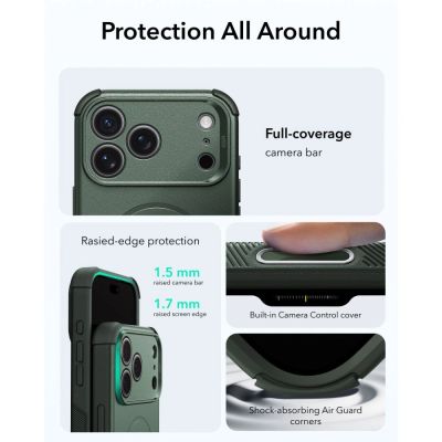 3. ESR Cyber ​​Tough MagSafe Hülle für iPhone 18 Pro Max / 17 Pro Max – Grün