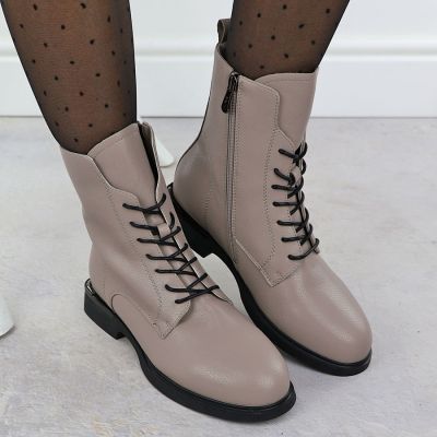 7. Damen-Ankle-Boots aus Leder, beige, Filippo DBT7222