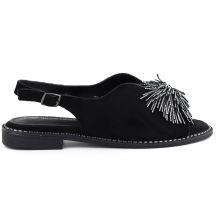 Schwarze Damen-Sandalen mit geschlossenem Absatz und Pailletten, Modell Potocki 43349