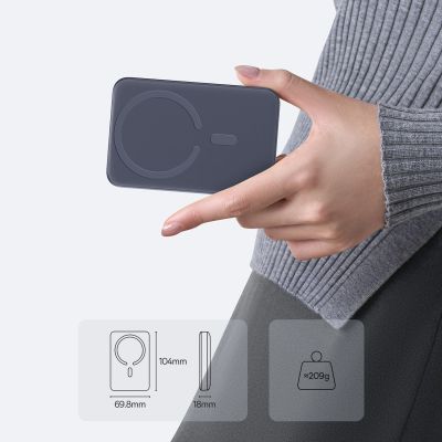 4. Baseus EnerFill FM11 10000mAh 22,5W MagSafe-kompatible Powerbank mit schwarzem Baseus Simple USB-C 20V/3A 30cm Kabel - Dunkelgrau