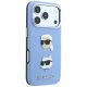 4. Karl Lagerfeld Saffiano Hülle mit Karl & Choupette Köpfen Pins & Logo für iPhone 18 Pro / 17 Pro - hellblau