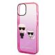 6. Karl Lagerfeld Gradient Ikonik Karl&Choupette Hülle für iPhone 14 Plus - Pink