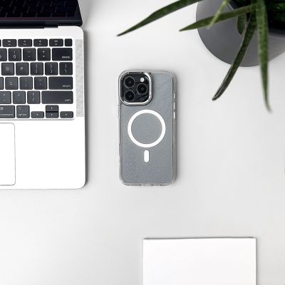 4. Glitter Case MagSafe für iPhone 16 Pro Max – weiß mit Glitzer