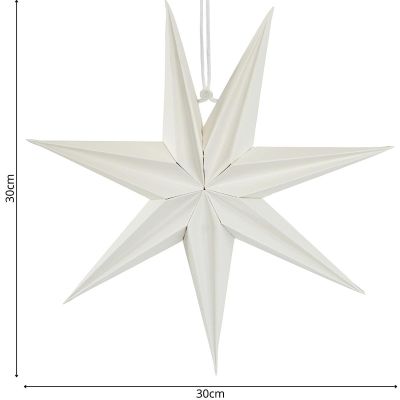 5. PAPIERSTERN-DEKORATION 30 CM 7-ZACKIG WEISS SASKA GIFT & DECOR