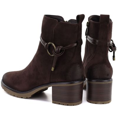 5. Wildleder-Ankle-Boots für Damen mit Blockabsatz, braun, Potocki SZ12527