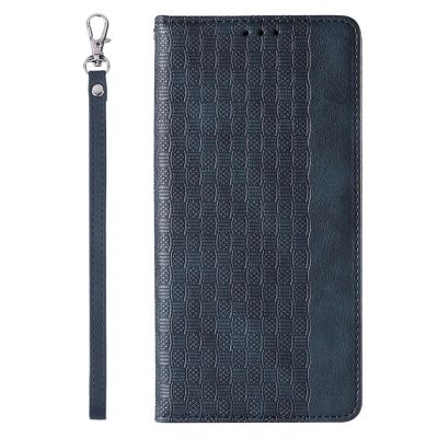 5. Magnetband Hülle Hülle für Samsung Galaxy S23 Ultra Flip Wallet Mini Lanyard Stand Blau