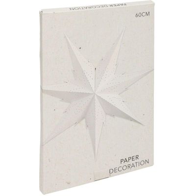 2. DEKORATIVER HÄNGESTERN SCHNEEFLOCKE AUS PAPIER 60 CM WEISS 7-ARMIG