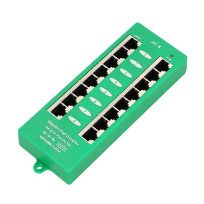 Extralink Gigabit PoE Injector 8 Port Active, 8 Gigabit 802.3at/af Ports, Modus A