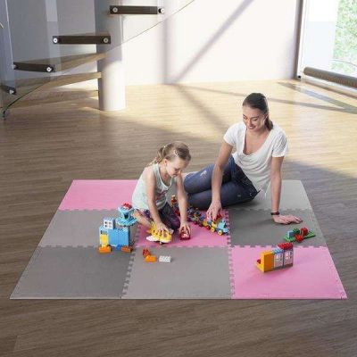 8. Multipack One Fitness MP10 Puzzlematte rosa und grau 9 Stück 10 mm