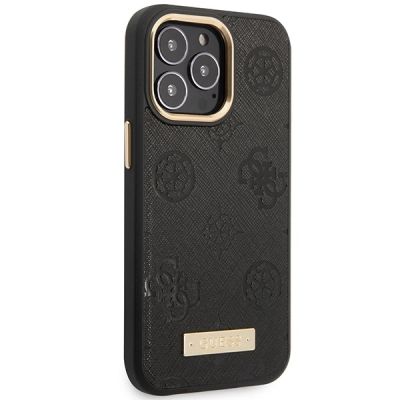 4. Guess GUHMP14LSAPSTK iPhone 14 Pro 6,1" schwarz/schwarzes Hardcase Peony Logo Plate MagSafe