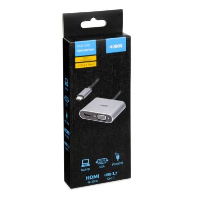 6. 4-in-1-USB-Typ-C-Hub: USB 3.0 + PD 100W + HDMI 4K 30Hz + VGA FullHD