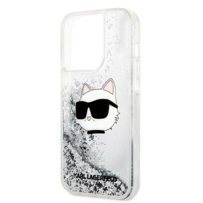 6. Karl Lagerfeld KLHCP14LLNHCCS iPhone 14 Pro 6,1" Silber/Silber Hardcase Glitter Choupette Head