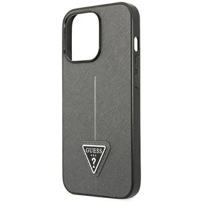6. Guess GUHCP14LPSATLG iPhone 14 Pro 6.1 "Silber / Silber Hardcase SaffianoTriangle Logo