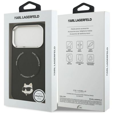 8. Karl Lagerfeld Choupette Pin MagSafe Hülle für iPhone 17 Pro - Schwarz