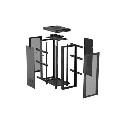 13. 19" 32U 600x1000 schwarzer Stand-Rack-Schrank mit perforierten Türen LCD Lanberg (Flat Pack)