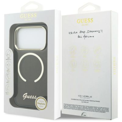 8. Guess IML Script Metal MagSafe Hülle für iPhone 17 Pro - Schwarz