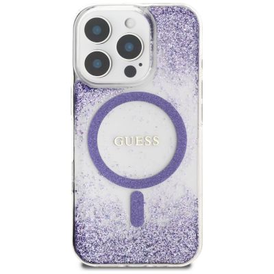 3. Guess HC Resin Bottom Glitter MagSafe Case für iPhone 16 Pro Max - Lila