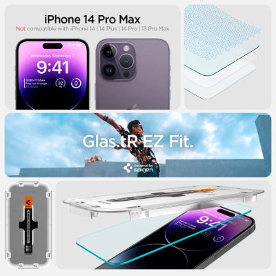 9. Spigen Glas.tR EZ Fit gehärtetes Glas für iPhone 14 Pro Max - 2 Stk.