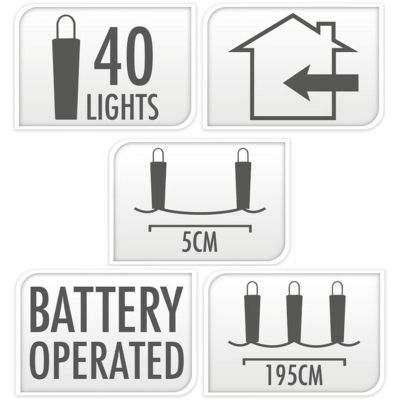 15. Batteriebetriebene Lichterkette mit 40 LEDs, kaltweiß