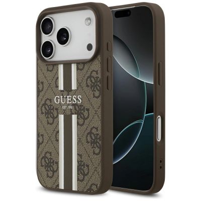 Guess 4G MagSafe-Hülle mit Printstreifen für iPhone 17 Pro – braun