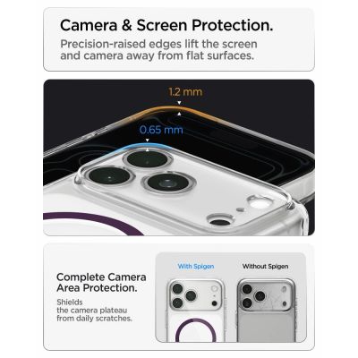 14. Spigen Ultra Hybrid Mag MagSafe Hülle für iPhone 18 Pro / 17 Pro – transparent-burgunderrot