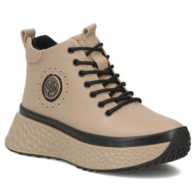 Lederstiefeletten mit Plateau, gefüttert, beige, Filippo DBT7998