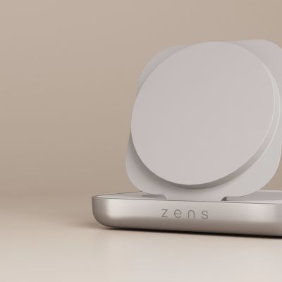 4. ZENS ZESC20W/00 Handy-Ladegerät für Kopfhörer, Smartphones und Uhren, Weiß, Silber, USB-Kabelloses Laden, Schnellladen intern