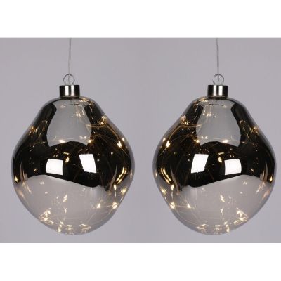 12. Glastropfen-Matrixkugel, 2 Stück, LED, 12 cm, Anthrazit