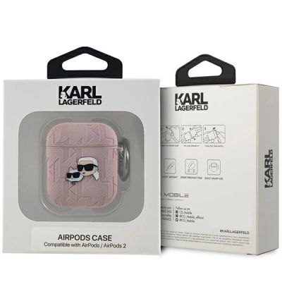 3. Karl Lagerfeld Monogram Karl & Choupette Head Case für AirPods 1/2 – Rosa