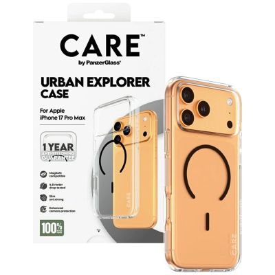 4. CARE by PanzerGlass Flagship Urban Explorer Case mit schwarzem MagSafe für iPhone 17 Pro Max – Transparent