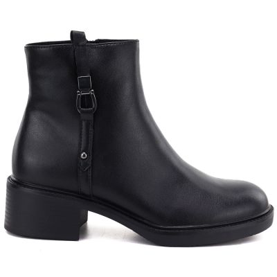 2. Schwarze Sergio Leone Damen-Ankle-Boots aus Leder mit Blockabsatz