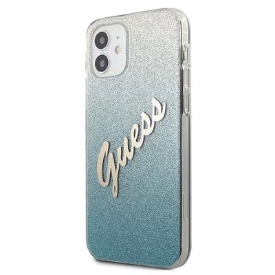 2. Guess GUHCP12SPCUGLSBL iPhone 12 mini 5,4" blau/blaue Hardcase Glitter Gradient Script