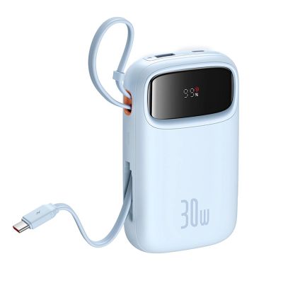 5. Baseus QPow 2 30W 10000mAh Powerbank mit integrierten USB-C-Kabeln – Blau