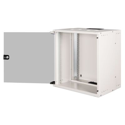 34. 19-Zoll-12-HE-Wandnetzwerkschrank, SOHO PRO 595 x 540 x 400 mm, Glastür, grau, unmontiert, 60 kg