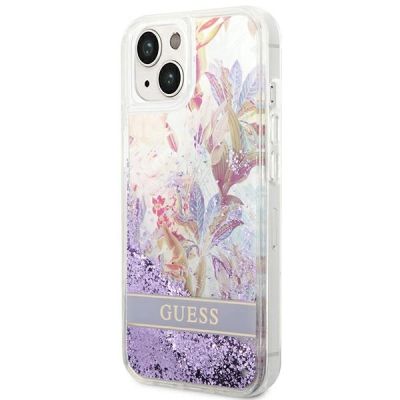 2. Ratet Guess , GUHCP14MLFLSU iPhone 14 Plus 6,7 "violett / lila Hardcase Flower Liquid Glitter