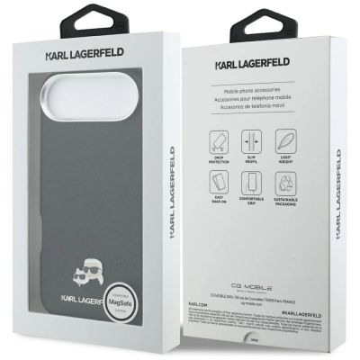 8. Karl Lagerfeld Karl & Choupette Head Pins Saffiano MagSafe Hülle für iPhone Air - Schwarz