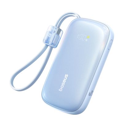 Baseus EnerFill FC21 Qpow 3 Ultra 10000mAh 45W Powerbank mit abnehmbarem USB-C-/ Lightning Kabel – Blau