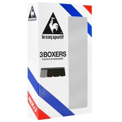 8. Le Coq Sportif Herren-Boxershorts, 3er-Pack, Schwarz, Grau, Burgunderrot