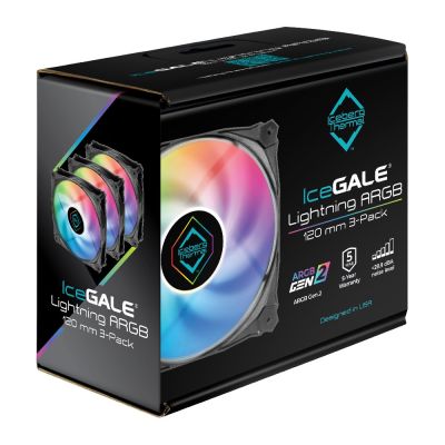 8. Iceberg Thermal IceGALE Lightning ARGB Computergehäuselüfter 12cm Schwarz 3 Stück.
