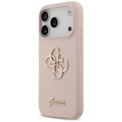 2. Guess Silikonhülle mit großem 4G-Schriftzug für iPhone 17 Pro – Pink