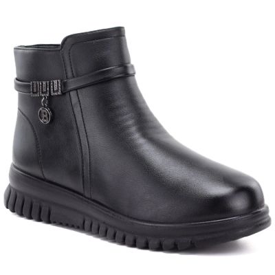 5. Bequeme Damen-Ankle-Boots mit Keilabsatz, schwarz, Potocki PT16397
